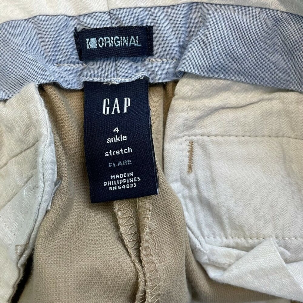 Gap Womens Khaki Color Stretch Flat Front Flare Ankle Pants - Size 4 - Picture 5 of 5